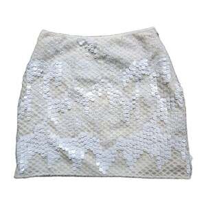 Alice + Trixie XS White Sequin Mini Skirt Clubwear Cocktail Party Sexy Glam